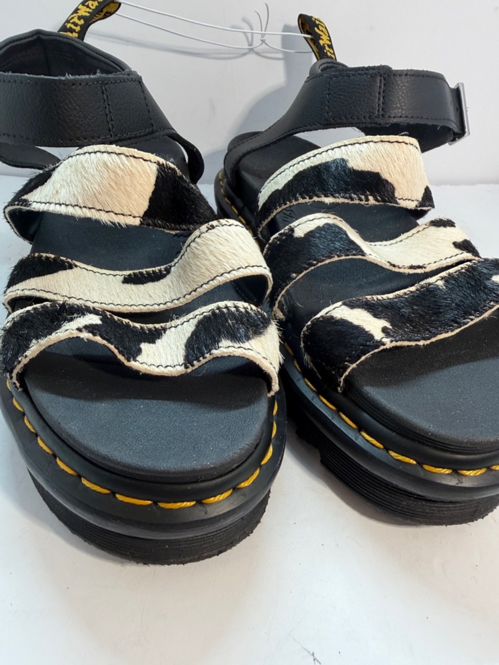 Dr. Martens Black and White Cowhide Platform Sandals - Picture 9 of 10